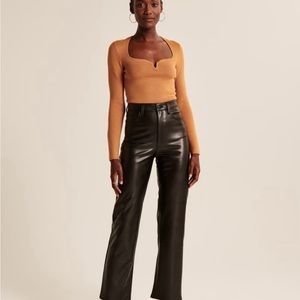 Abercrombie Curve Love Vegan Leather Ankle Straight Pant